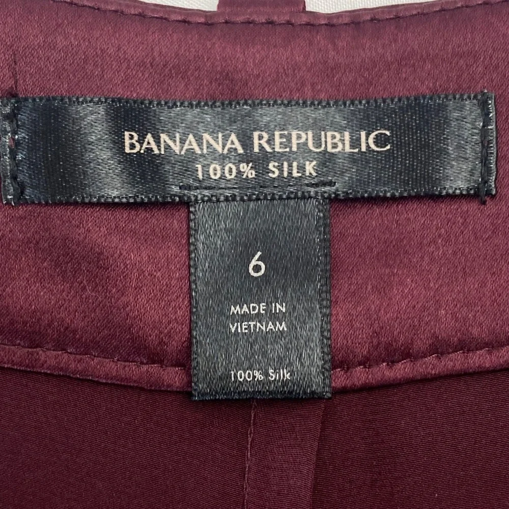 BANANA REPUBLIC Belay 100% Silk Wide-Leg Pant Trouser in Dark Cherry Red Size 6 - Picture 7 of 9